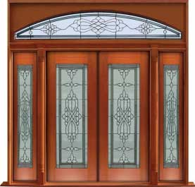 regent leadlight: single door + sidelight on left