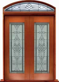 regent leadlight: single door + sidelight on left