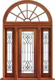 iron grille: double door + sidelight on left
