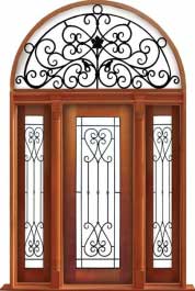 iron grille: double door + sidelight on left