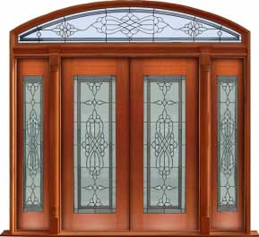 regent leadlight: single door + sidelight on left